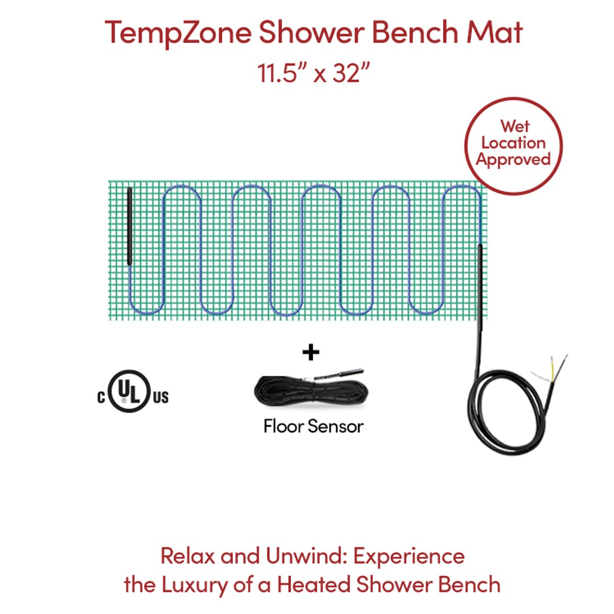 TempZone Shower Bench Mat 11.5x32