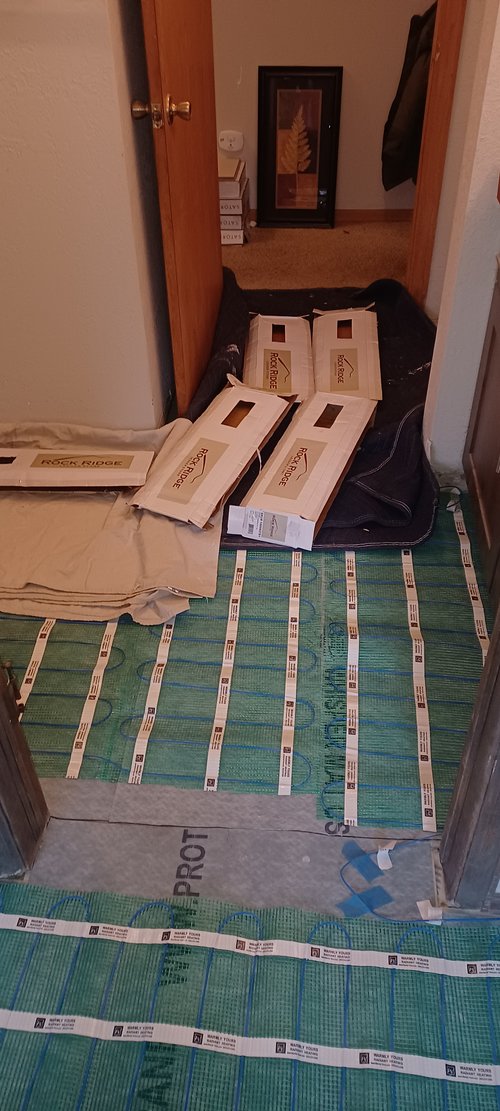Wellman Luxury master bath remodel dry fitting electric mats