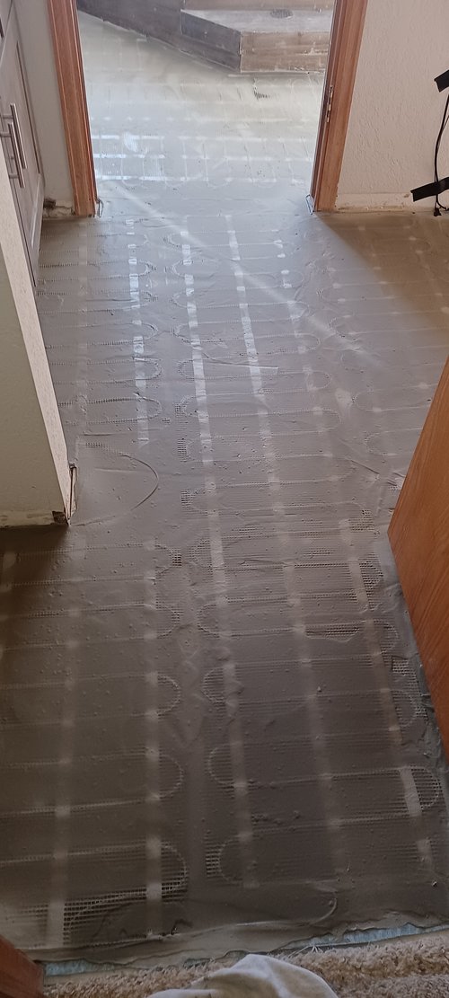 Wellman Luxury master bath remodel during install of electric floor heating