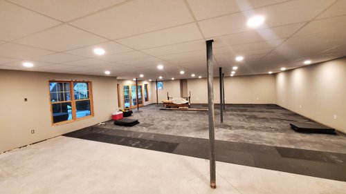 Laminate install with environ flex roll in basement