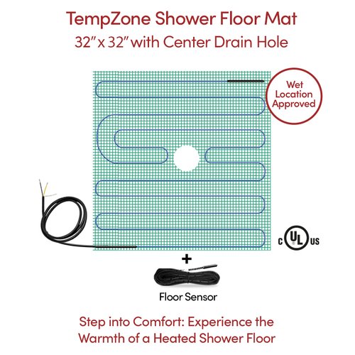 TempZone Shower Floor Mat 32x32 center drain