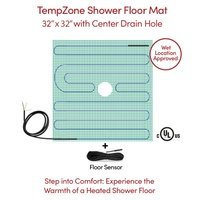 TempZone™ Shower Mat 120V 32″ x 32″ with Center Drain Hole, 7.1 Sq. Ft., 0.9A