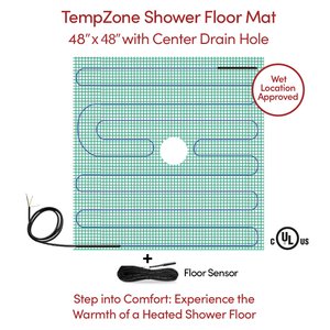 TempZone Shower Floor Mat 48x48 center drain