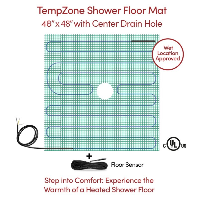 TempZone Shower Floor Mat 48x48 center drain TempZone Shower Floor Mat 48x48 center drain
