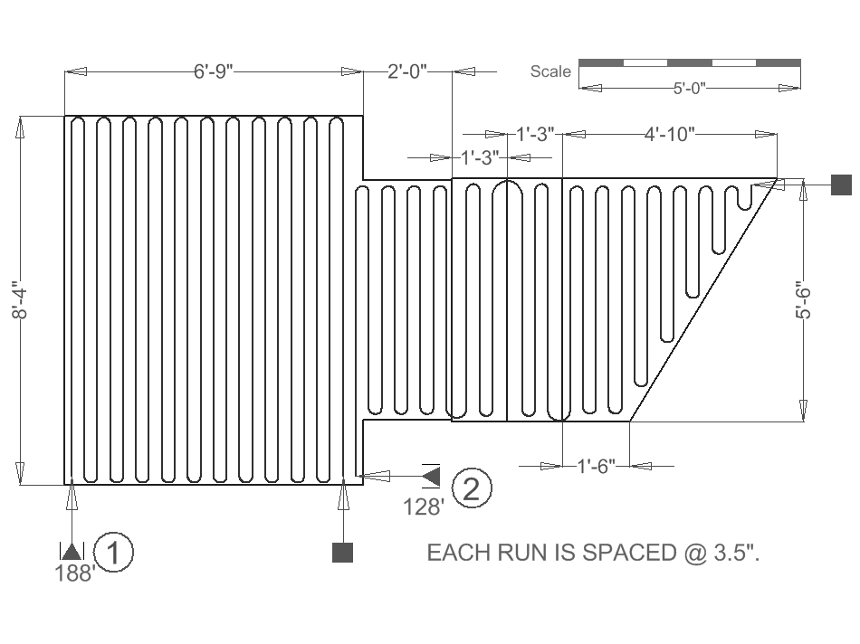 Snow melting cable plan for entrance stairs, Indianapolis IN