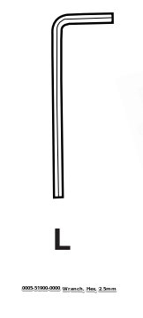 Infinity and Riviera wrench hex 2.5mm000 Wrench, Hex, 2.5mm