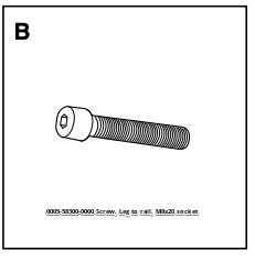 Screw, Leg to Rail, M8x20, Socket