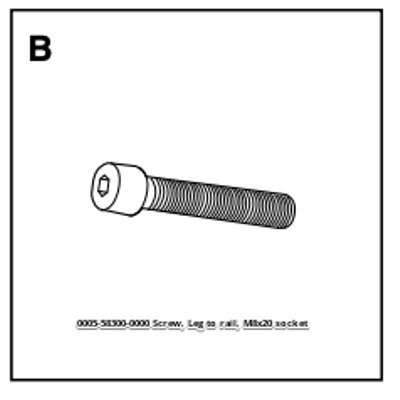 Screw, Leg to Rail, M8x20, Socket