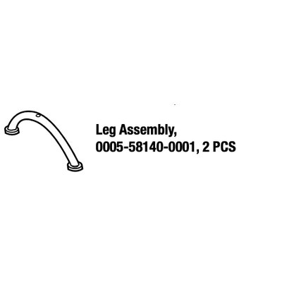 Leg assembly, with leveler, stainless, brushed