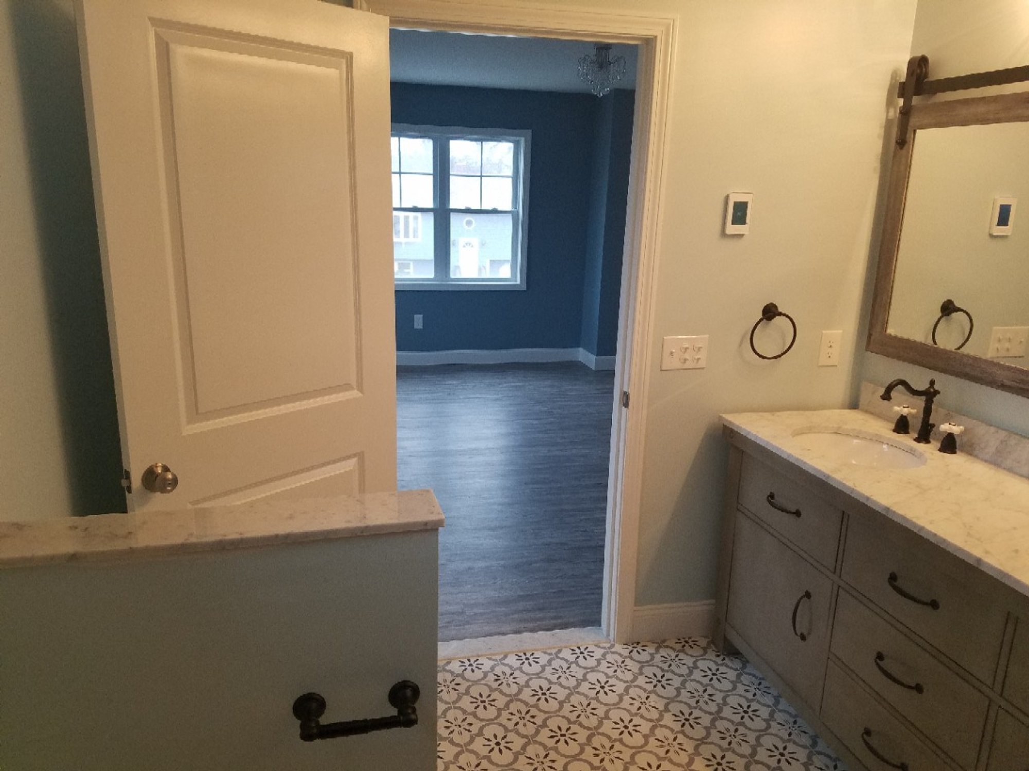 After shot of bathroom with radiant floor heating under tile PROVIDENCE, RI