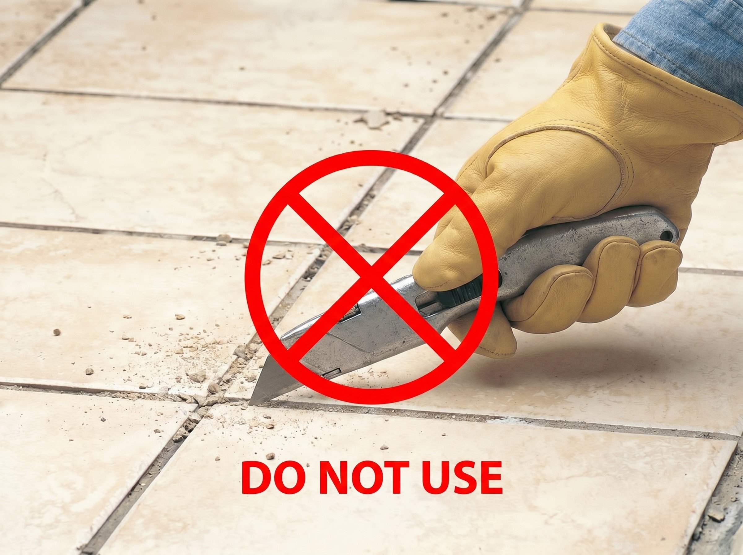 Applying Grout to Heated Tile Floor with Dowel
