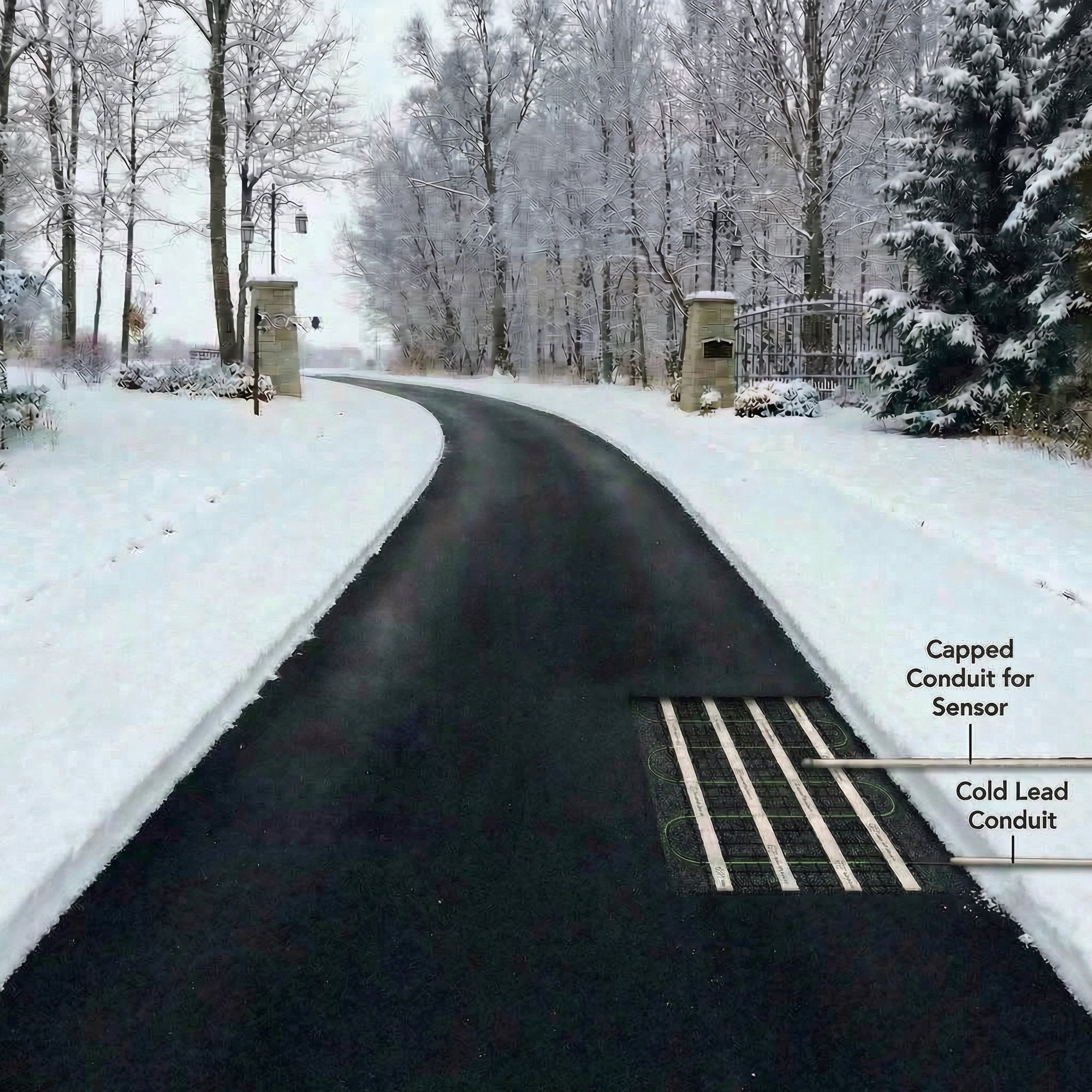 Heated Asphalt Driveway with Snow Melting System Installed