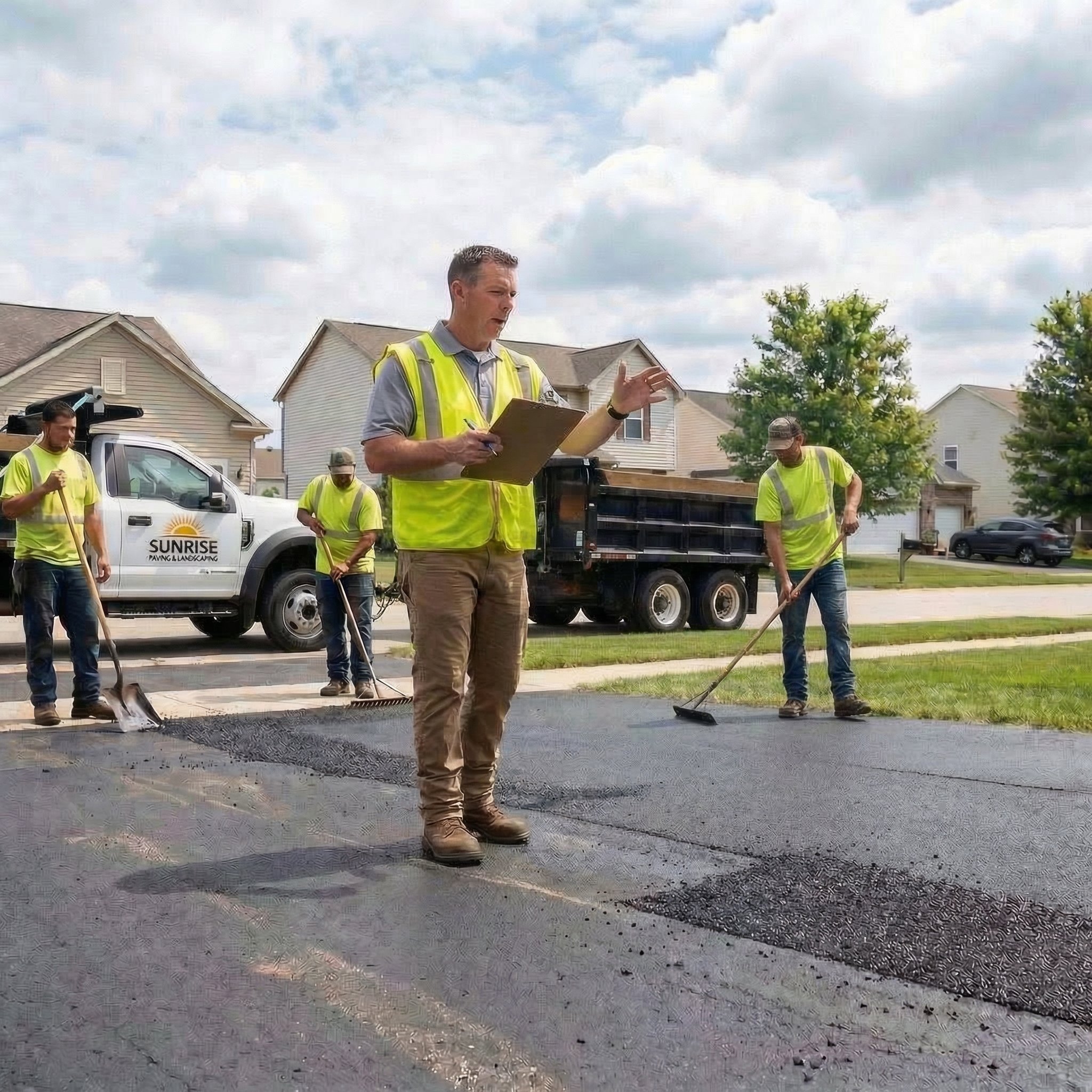Manager Supervising Asphalt Snow Melting Installation Jobsite