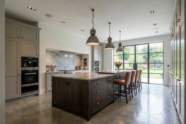 Heated Concrete Floor Provides Radiant Warmth in Modern Kitchen
