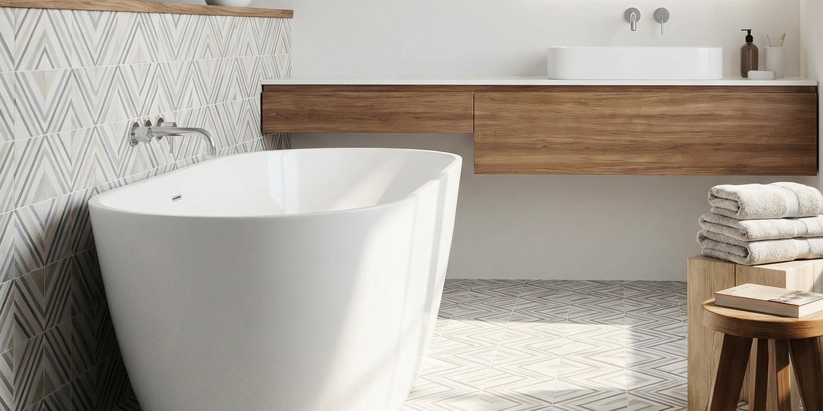 Modern Bathroom With Radiant Heated Floors and Spring Decor