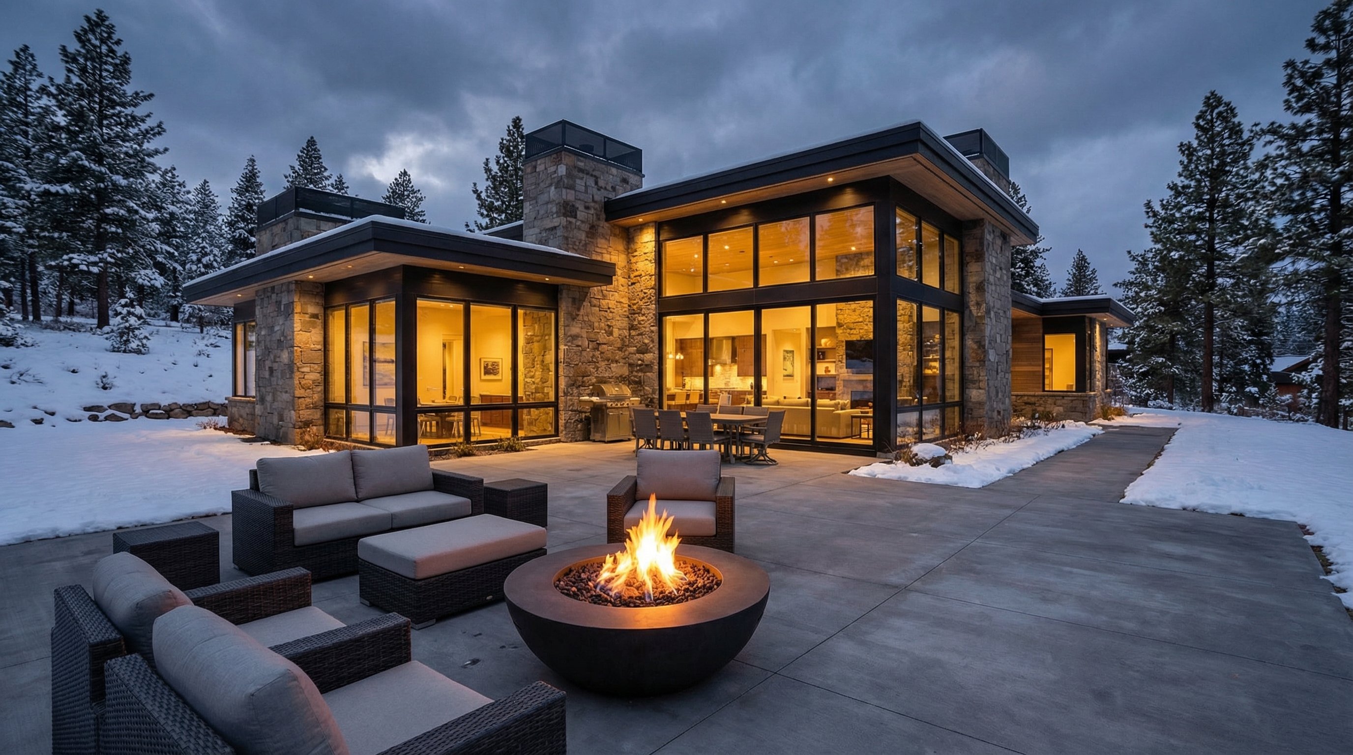 Heated Concrete Patio Snow Melting System for Winter Home