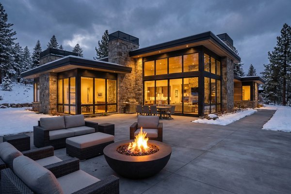 Heated Concrete Patio Snow Melting System for Winter Home