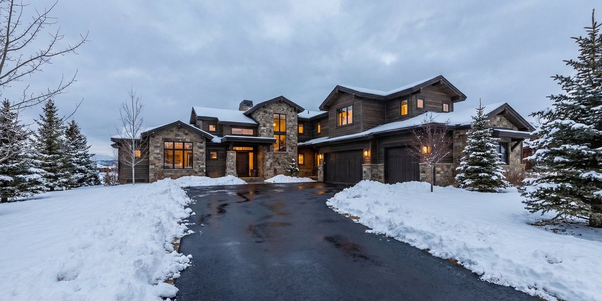 Heated Driveway Melts Snow at Luxury Home in Winter
