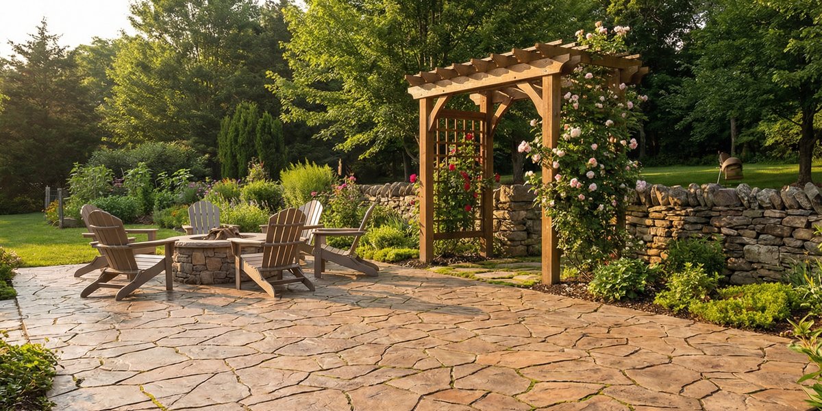 Heated Stamped Concrete Patio With Snow Melting System