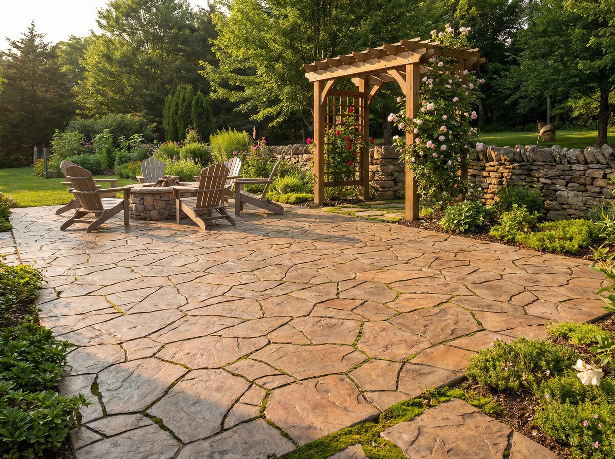 Heated Stamped Concrete Patio With Snow Melting System