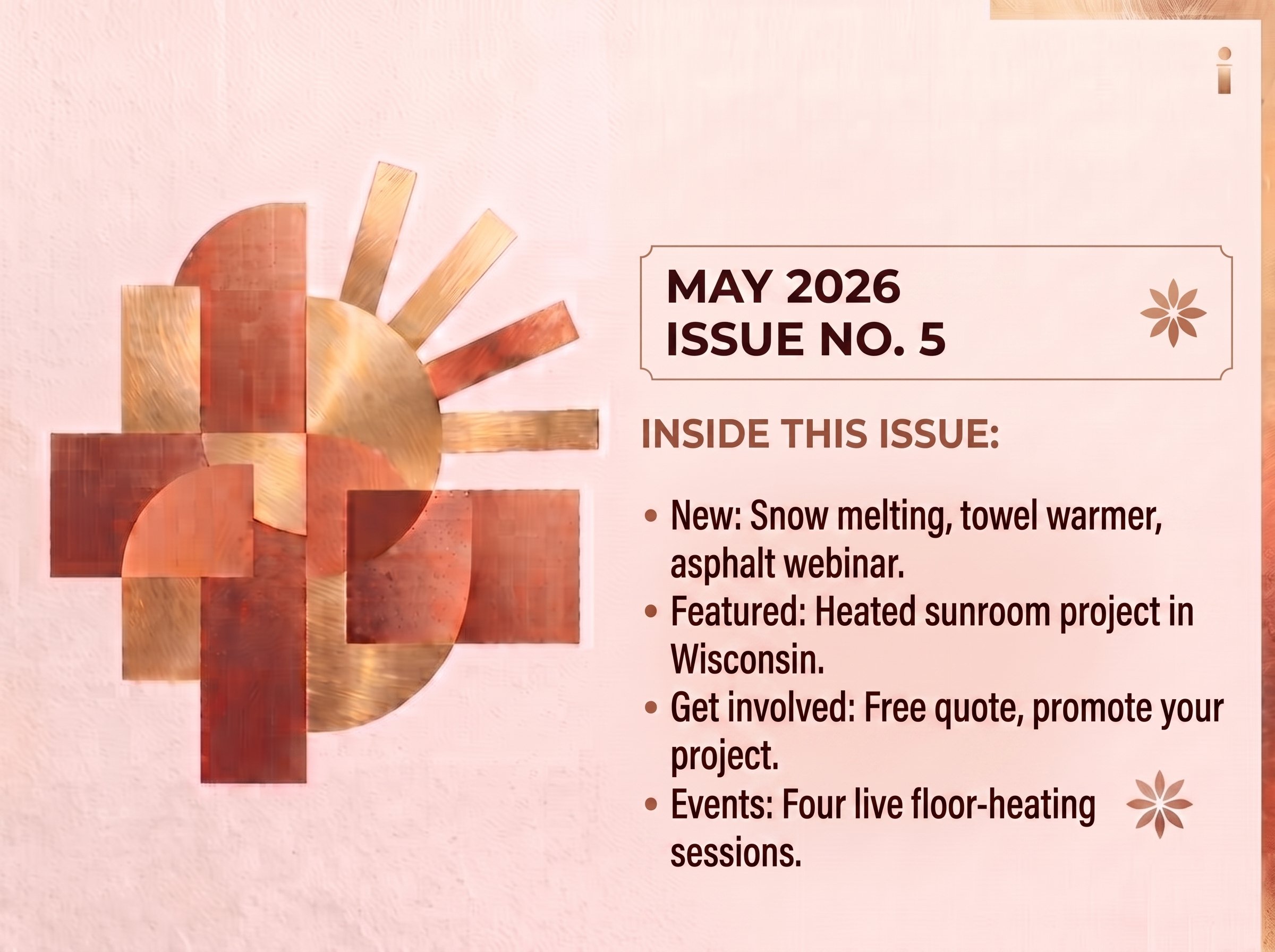 May Radiant Pro Newsletter Featuring Heated Flooring And Snow Melting