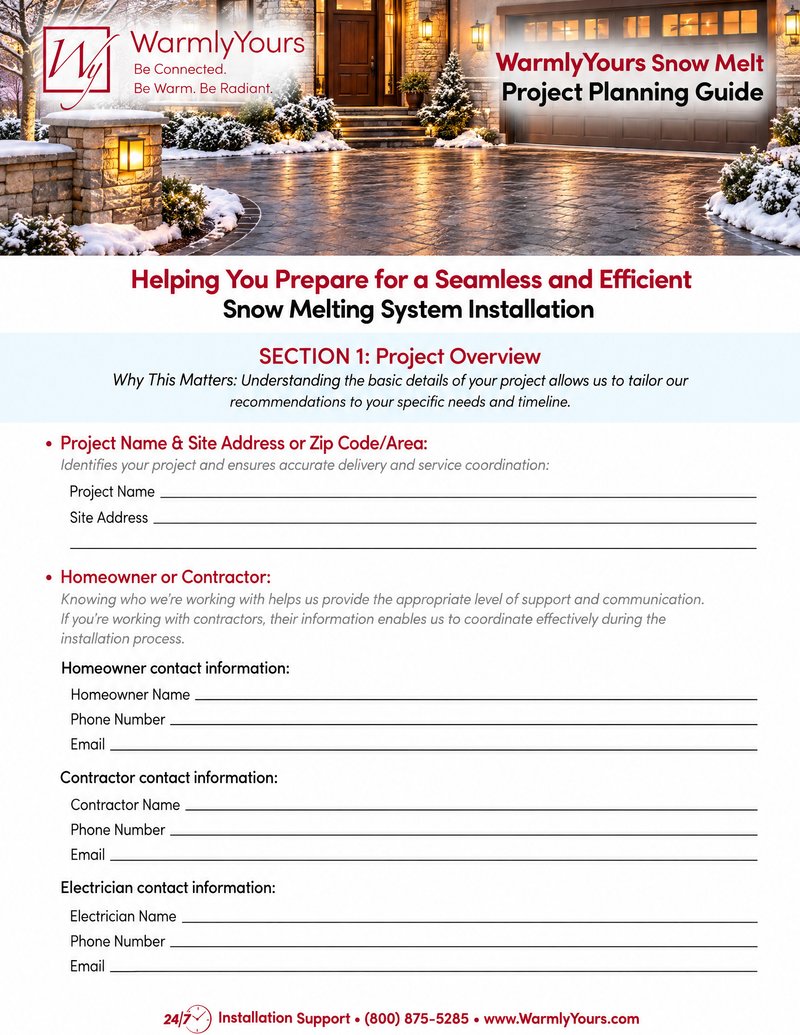 Snow Melting Project Planning Guide Form (English)
