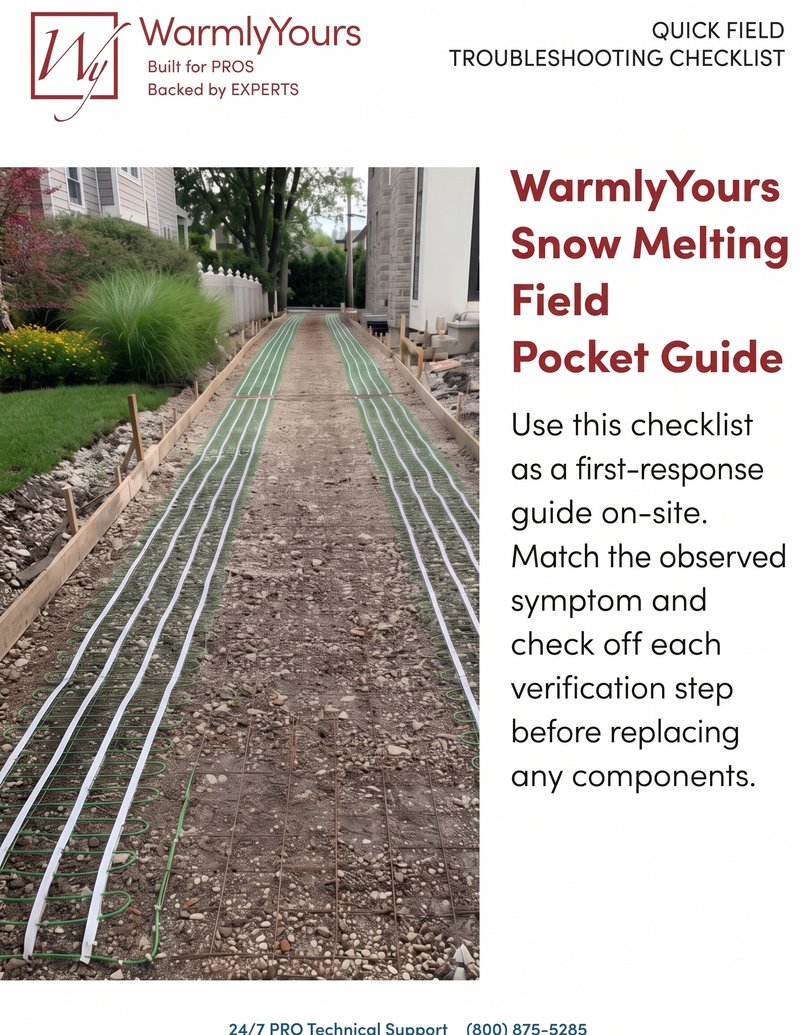 WarmlyYours Snow Melting Field Pocket Guide - Quick Field Troubleshooting Checklist (English)