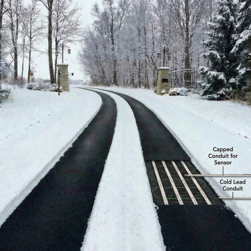 Snow Melt Driveway Tire Tracks Only