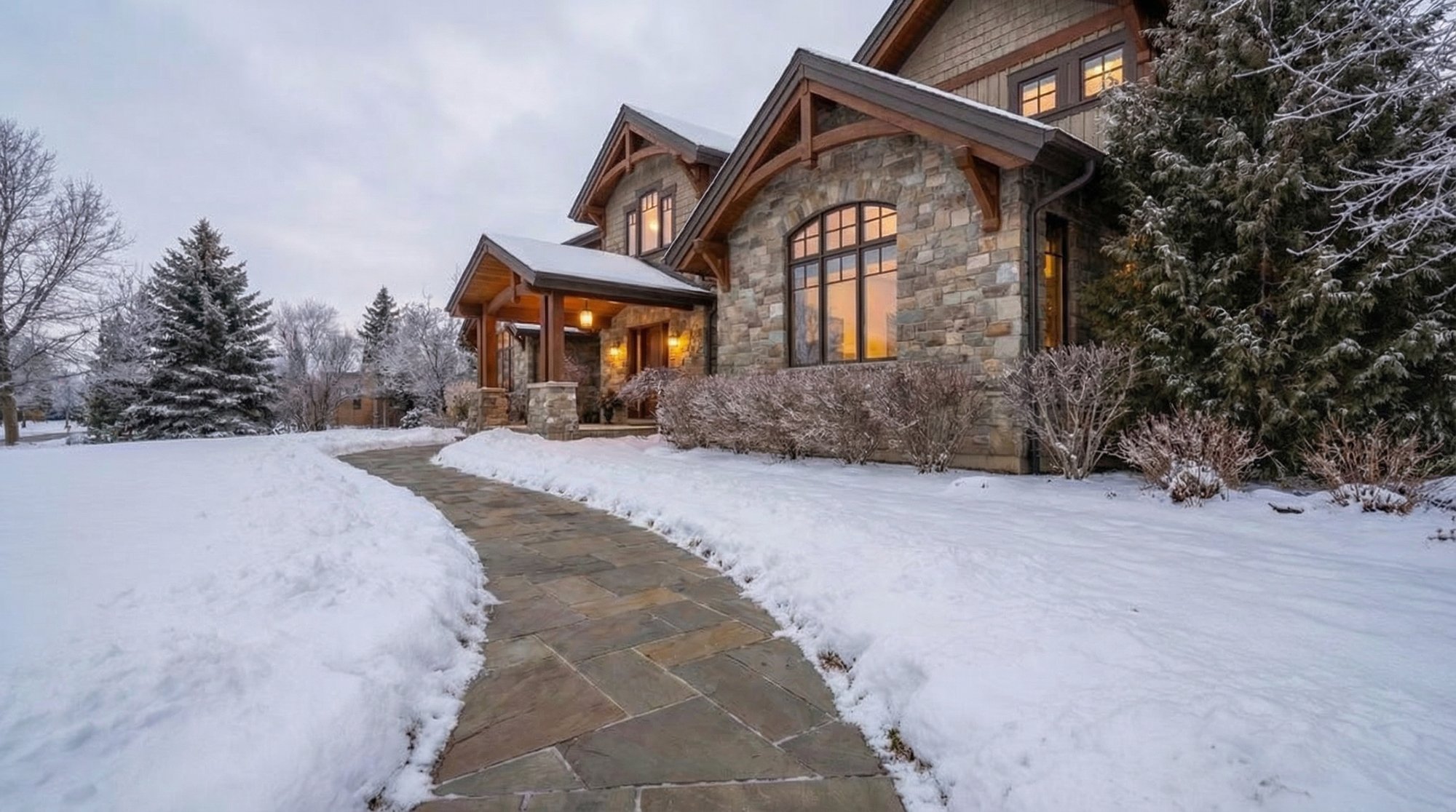 Heated Sidewalk: Radiant Snow Melting System for Luxury Home
