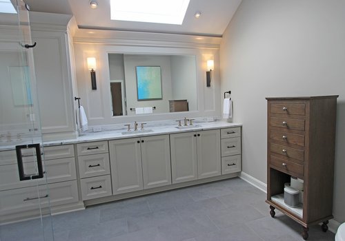 Architectural Justice remodel of bathroom with radiant heated flooring