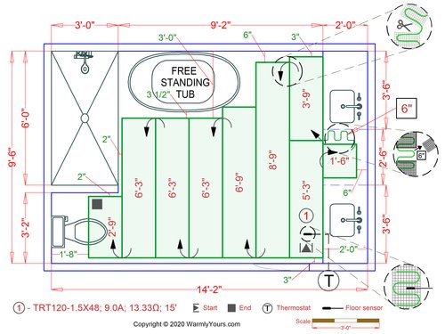 Armstrong Interiors FloorPlan for Showcase of Heated Bathroom