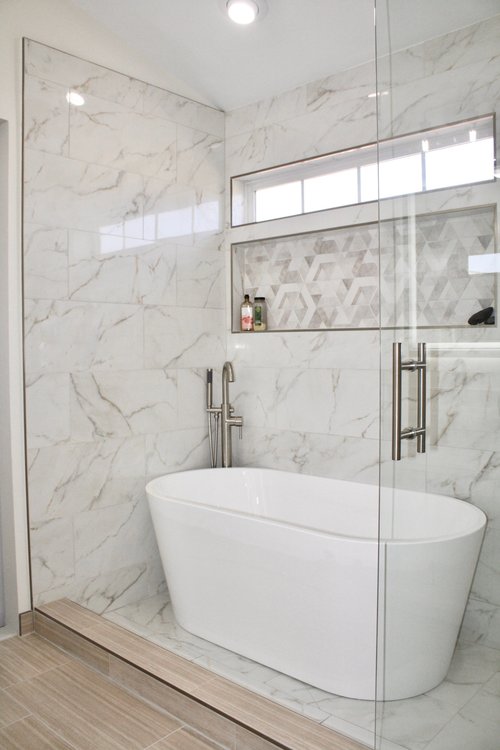 Arojo Bathroom Remodel with floor heating - thermostat removed