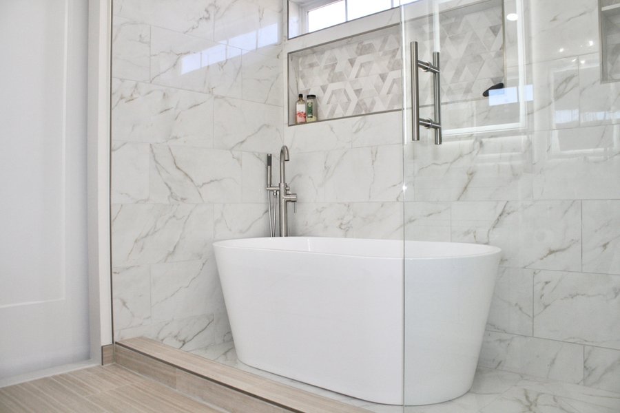 Arojo Bathroom Remodel with floor heating - updated thermostat removed