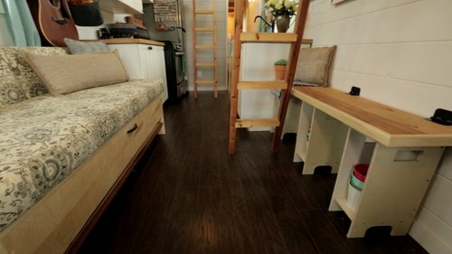 As seen on FYI's Tiny House Nation - Floor heating feature for laminate and environ inside