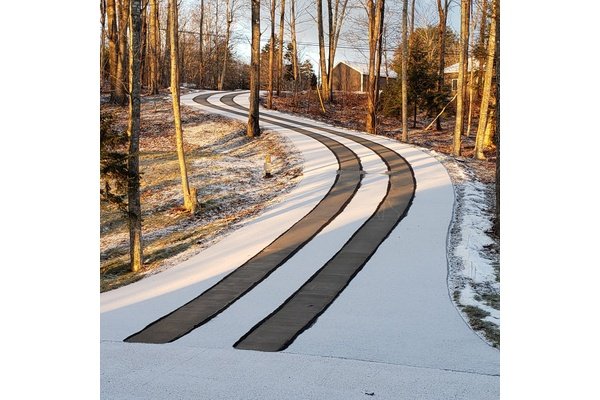 Asphalt Driveway with Snow Melting Tire Tracks