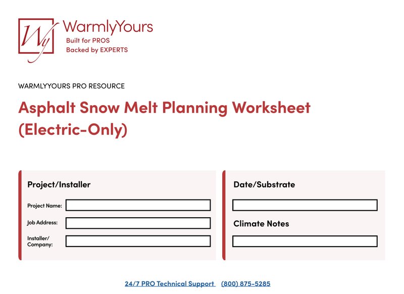 Asphalt Snow Melt Planning Worksheet (English)