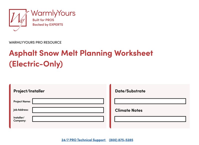 Asphalt Snow Melt Planning Worksheet (English)