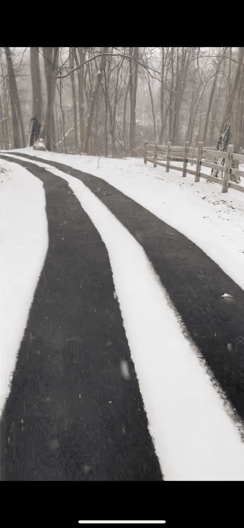 Asphalt Snow Melt tire tracks during winter 2 ELVERSON, PA