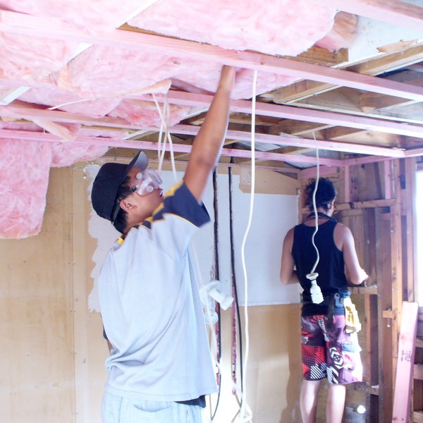 Insulation being installed