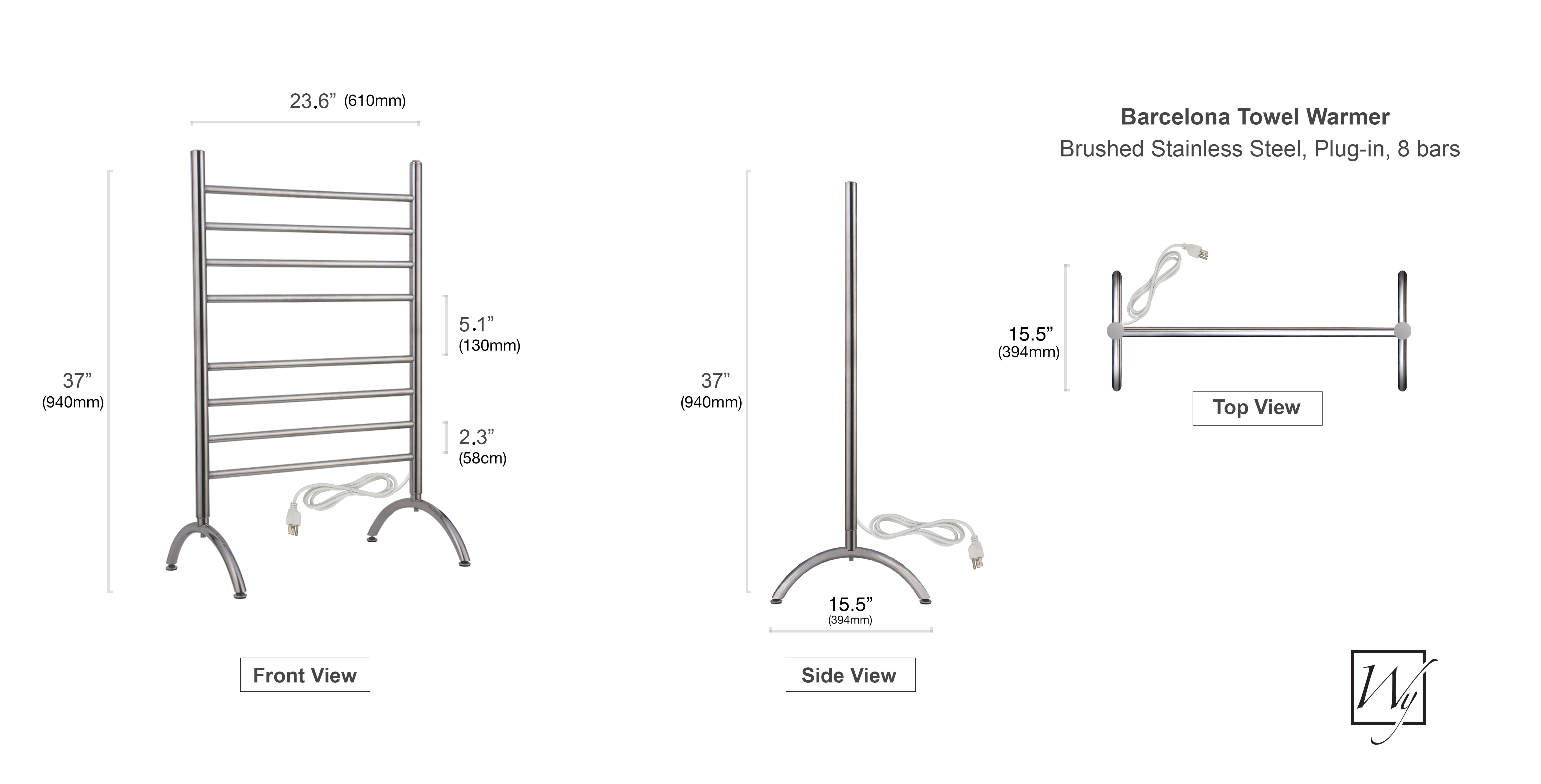 Barcelona Towel Warmer Dimensions