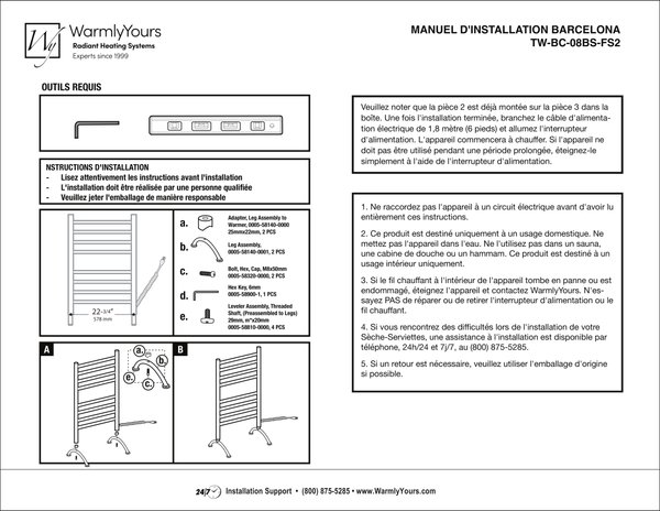 Cover for Barcelona Towel Warmer Installation Manual (French)