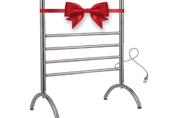 Barcelona towel warmer with a bow