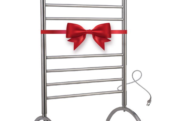 Barcelona towel warmer with a bow
