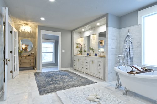 Bargain Mansions Master Bathroom with Floor Heating large