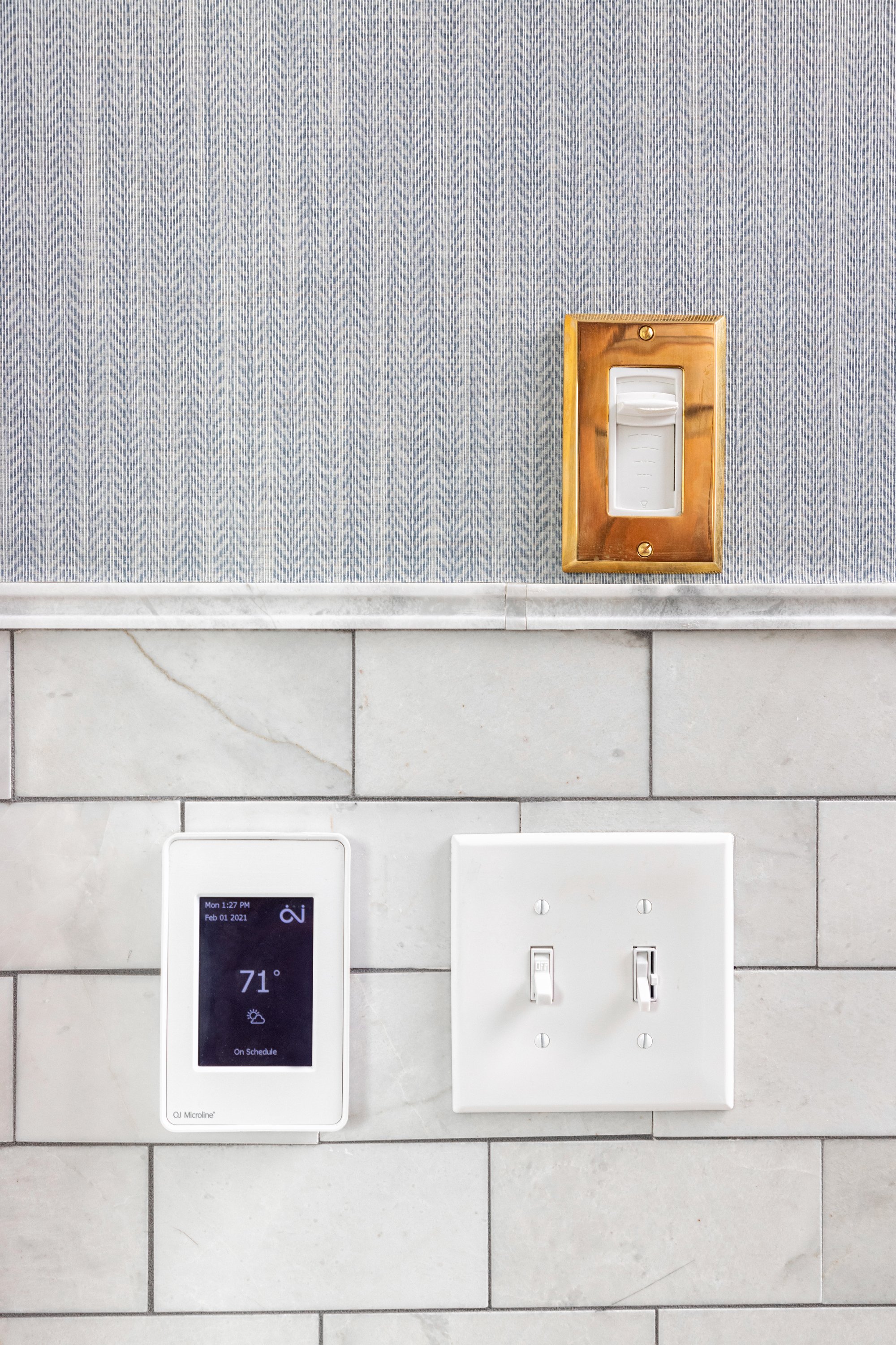 Bargain mansions tamara day master bathroom with towel warmer and floor heating controls for system