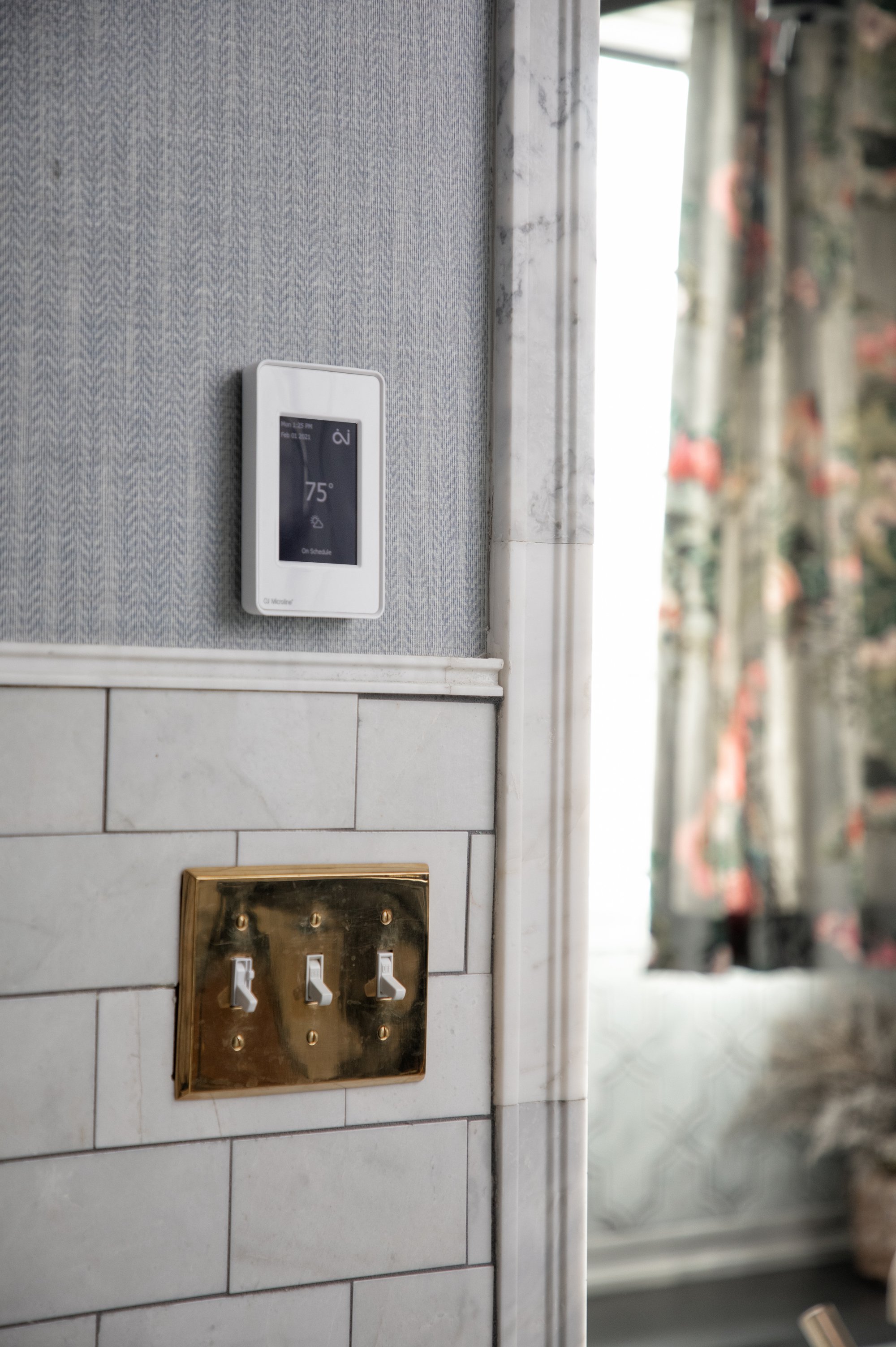 Bargain mansions tamara day master bathroom with towel warmer and floor heating angled