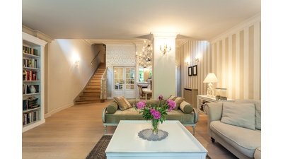 Basement Living Room Lifestyle Stock Photo