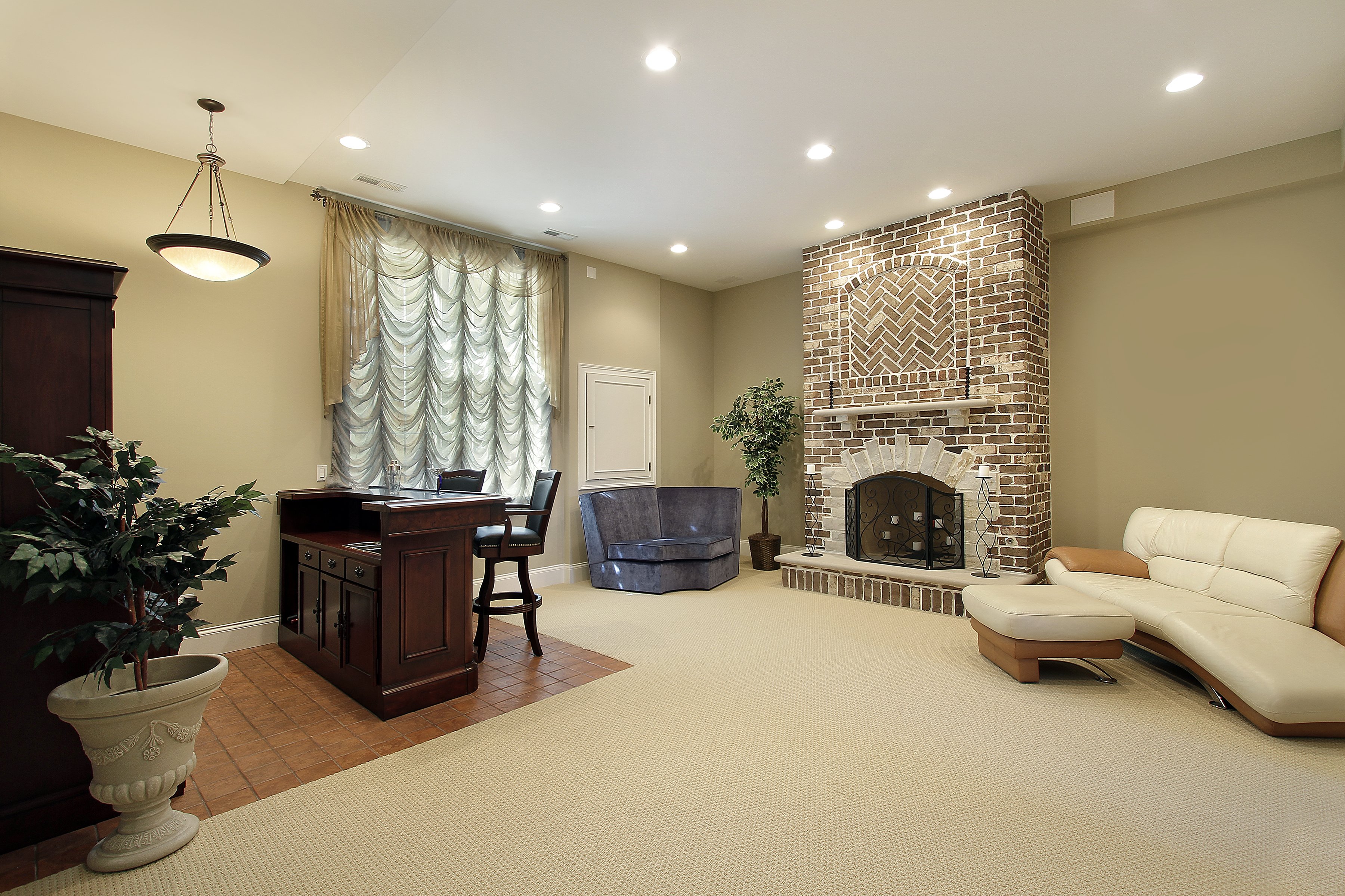 Basement Living Room with heated floors