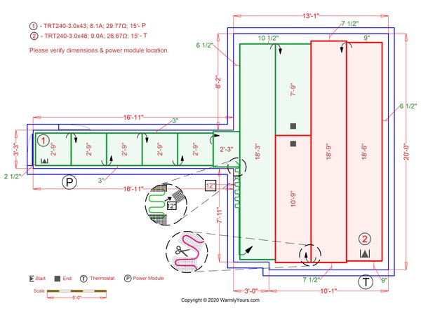 Basement Play Room with Hallway SmartPlan for Luxury Vinyl Tile (LVT) with TempZone Flex Roll