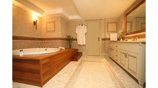 Bathroom enhanced by radiant floor heating